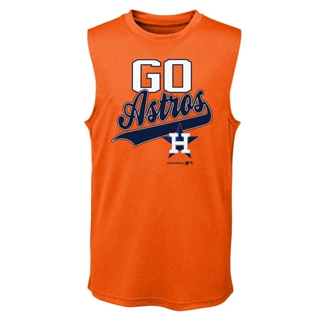 MLB Houston ASTROS TEE Sleeveless Boys Fashion Jersey Tee 100% Polyester Quick Dry Alternate Color Team Tee 4-18