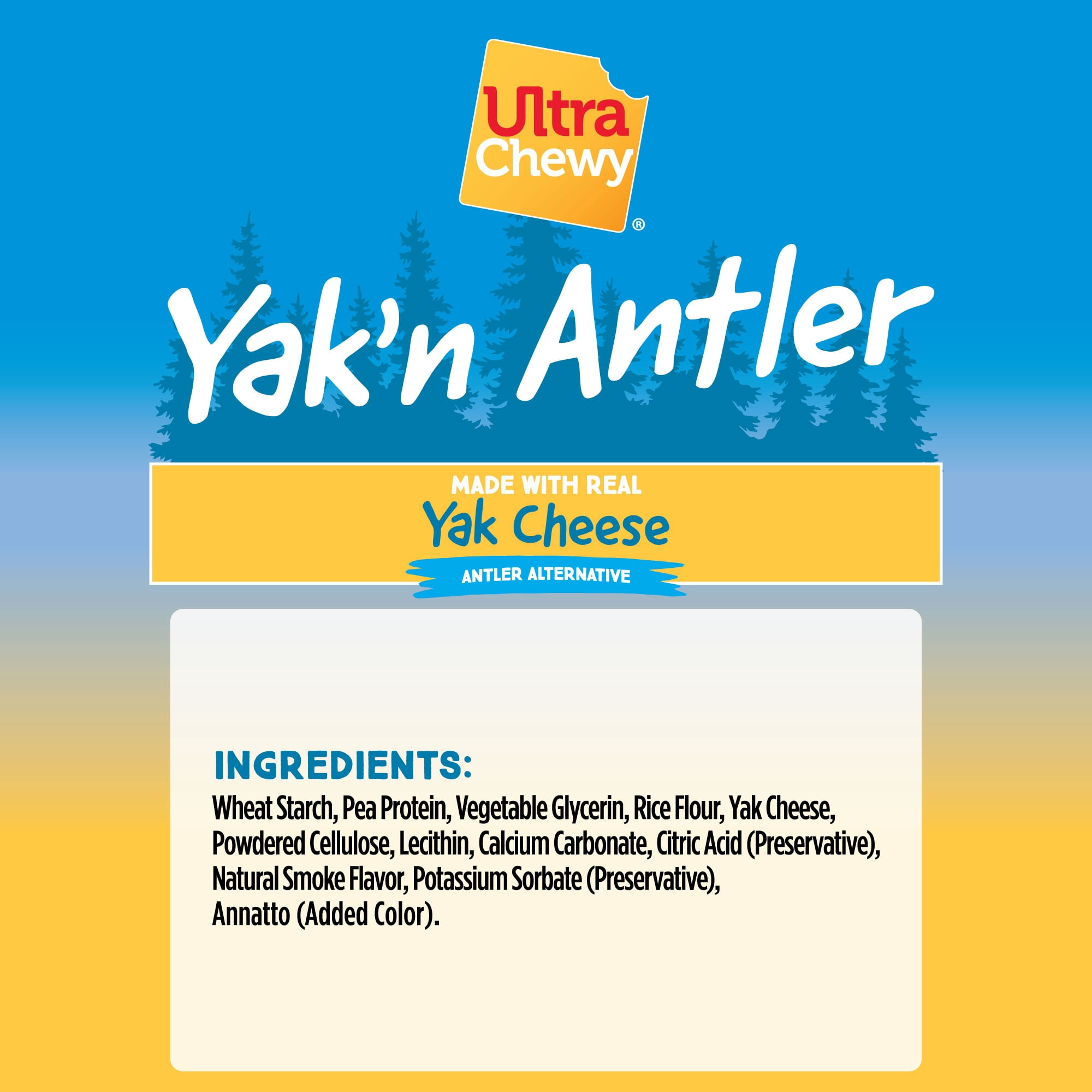 Ultra Chewy Large Yak'n Antler Dog Treats - 2 Ct, 6.25 Oz