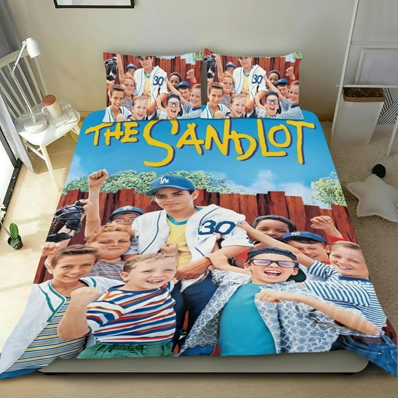 The Sandlot-themed Bed Sheet Set Three Piece Set Comfortable And Skin Friendly Unique Design Home Decor Gifts For Family Friends fans54''x79''（135cm*200cm）