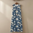 thumbnail image 4 of Xoenoiee Seashell Conch Wave Cloud Print Summer Dresses for Women 2026, Casual Sleeveless Crewneck Maxi Dress with Pockets, Lightweight Cotton Linen Beach Vacation Boho Sundress, L, 4 of 7