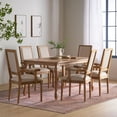 thumbnail image 2 of GDF Studio Regan French Country Fabric Upholstered Wood Expandable 7 Piece Dining Set, Natural Brown and Beige, 2 of 13