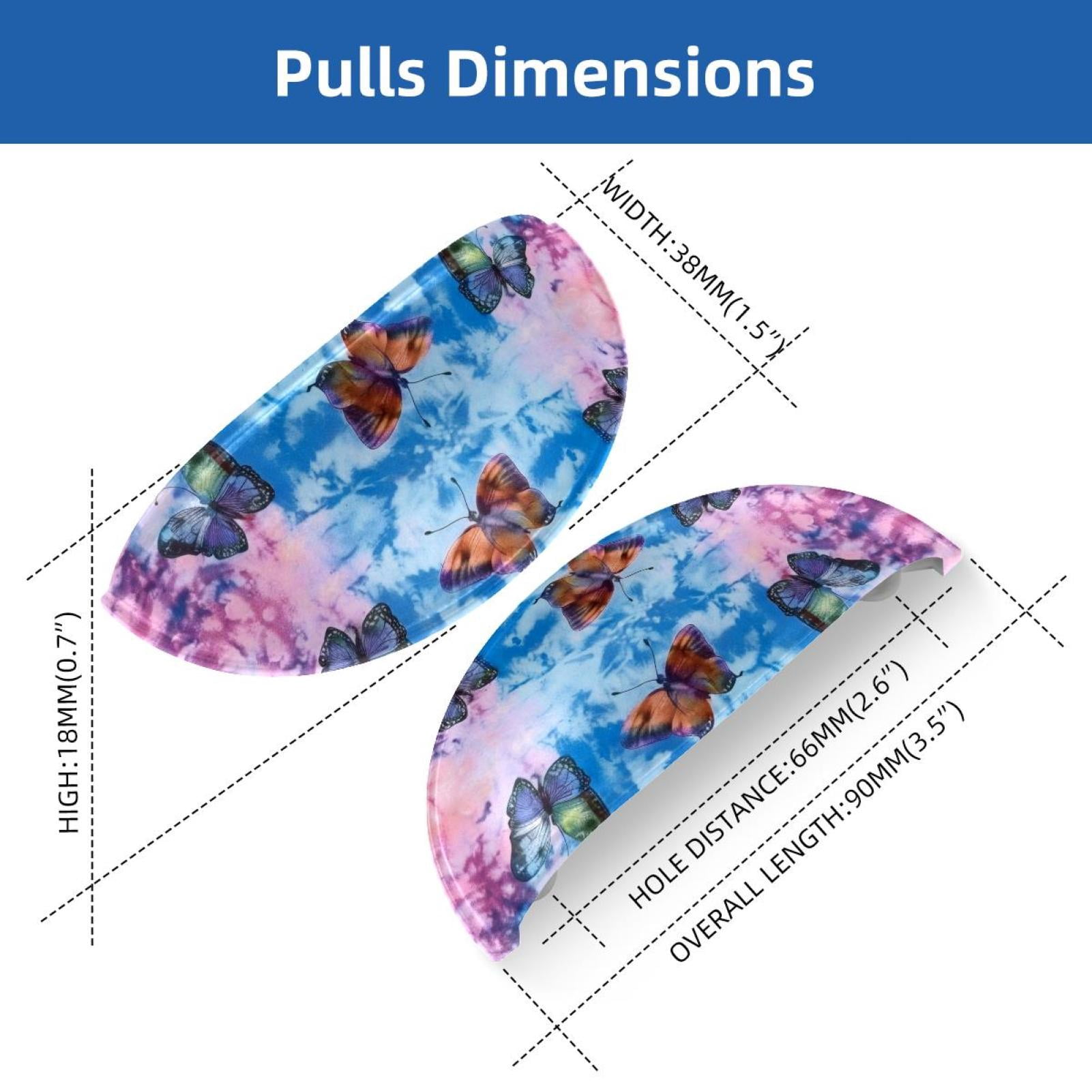 PhooArto 6 Pcs Cup Drawer Pulls, Tie Dye Butterflies Shell Shape Handles Cabinet Knobs for Dresser Cupboard Closet Wardrobe with Screws