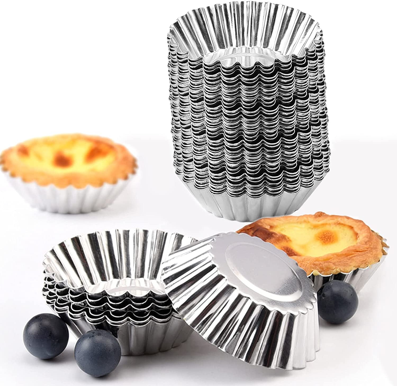 6 Mini Aluminum Nonstick Molten Pans Pudding Cups Baking Cups Bakeware Mold 7cm 