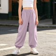 thumbnail image 2 of Ruyang 3T-15Years Girls Lightweight Baggy Joggers Elastic Waist Wide Leg Pants Kids Teen Hip Hop Dance Casual Sports Trousers, 2 of 7