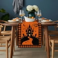 thumbnail image 2 of Halloween Orange Table Runner - 90 Inch Long, Kitchen Dining Table Runner Dresser Scarves, Cartoon Castle Bat Plaid Moon Black Farmhouse Decor for Coffee Tables Wedding Party Banquet, 2 of 8