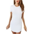 thumbnail image 2 of Summer Saving Clearance 2022! TIANEK Women Shirt Dress Yoga Running Printing Short Sleeve Crew Neck Shrinking Waist Dresses for Women Casual Long Dress, 2 of 9