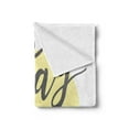 thumbnail image 2 of Positive Energy Soft Flannel Fleece Throw Blanket, Cursive Lettering Words on Circular Pastel Tone Backdrop, Cozy Plush for Indoor and Outdoor Use, 70" x 90", Grey Pale Yellow, by Ambesonne, 2 of 5