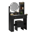 thumbnail image 5 of Uforic Makeup Vanity Desk with Mirror & Lights, Vanity Table Set with Bench Chair and 3 Drawers & Storage Shelves - Black, 5 of 9