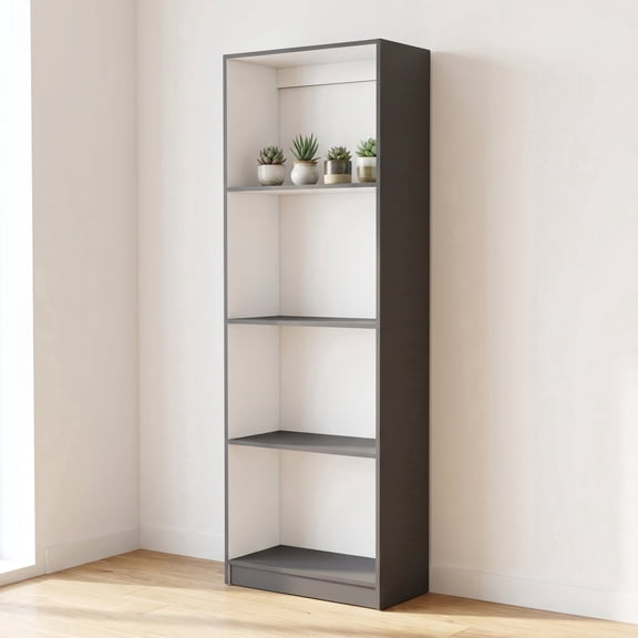 Zateety Tier Storage Shelves Bookcase Gray and White 4-Tier