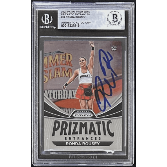 Ronda Rousey Signed 2023 Panini WWE Prizm Card #14 BAS 1833819 Prizmatic