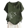 thumbnail image 2 of Blczomt Spring Summer Womens Tops Plus Size Short Sleeve Dressy Casual Shirt Loose Fit Crew Neck Floral Green Blouse for Women, 2 of 4