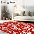 thumbnail image 2 of ODIKA 8'x10' Machine Washable Non-Slip Area Rug, Festive Nordic Snowflake Medallion Modern Holiday Motif High Traffic Rug with Pad, Red, 614538, 2 of 8
