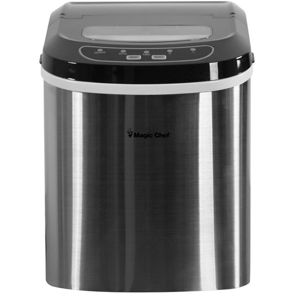 Magic Chef 27 lb Capacity Portable Countertop Ice Maker, Stainless Steel (Bullet Ice)