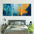 thumbnail image 6 of 1pc Modern Abstract Textured Wall Art  Frame, Geometric Oil Painting on Canvas, Teal Blue &amp; Orange Accents, Minimalist Art Deco Decor for Living Room, Bedroom, Dining Room 12x16inchx3pcs, 6 of 6
