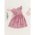 thumbnail image 4 of Musuos Little Girl Summer Floral Dress 1-8Years Flying Sleeve Round Neck Casual A-line Dress, 4 of 8