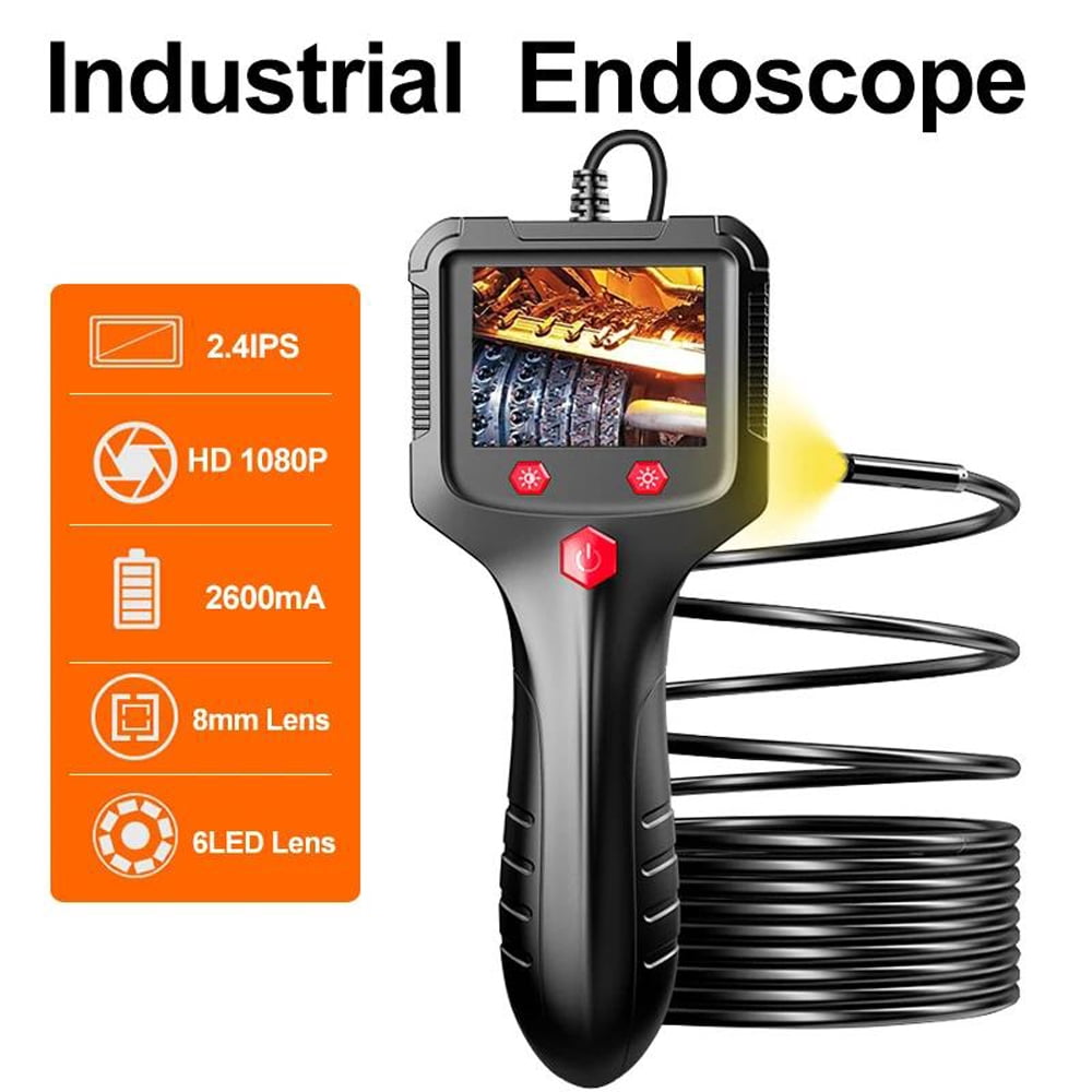 Handheld 1080P HD Industrial Endoscope Borescope Inspection Camera with 8mm Probe, LED Light & LCD Screen for Auto, Pipe, Wall & Home Inspection