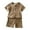 1-Brown58, variant on Byoo Little Boys Crinkle Gauze Outfits Solid Color Short Sleeve Button Tee Top Shorts Set Casual Soft Children Clothing Sets