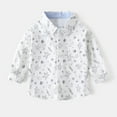 thumbnail image 2 of XUELUO Boys Shirts & Tops Kids Autumn Winter Star Print Lapel Button Down Long Sleeve Gentleman Tops Tshirts Streetwear,White,6-7 Years, 2 of 8
