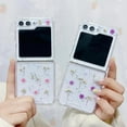 thumbnail image 6 of Galaxy Z Flip 5 Real Flower Case, Soft Clear Flexible Rubber Pressed Dry Real Flowers Case Girls Women Glitter Floral Cover for Samsung Galaxy Z Flip 5 -Purple, 6 of 18