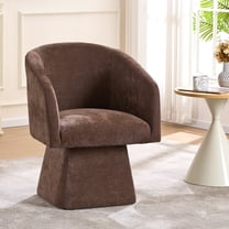 ENYLAY Knit Upholstery Solid Hardwood Frame 360 Rotating Barrel Swivel Chair, Brown