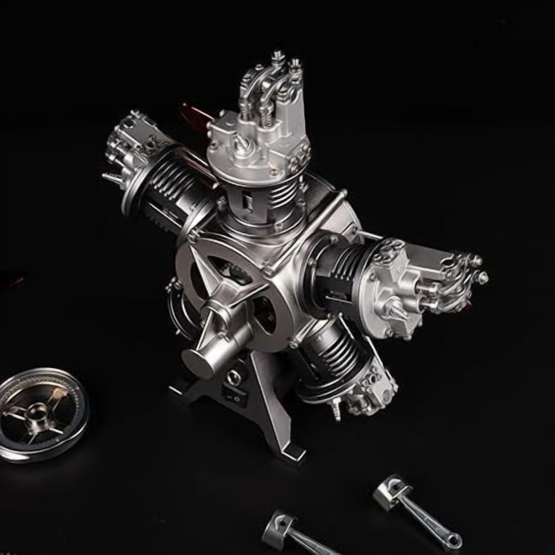 TECHING 5-Cylinder Radial Engine Model Kit That Runs Mechanical Metal Assembly