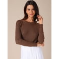thumbnail image 3 of DARING DIVA Women's Boat Neck Long Sleeve Ribbed Sweaters XL Coffee, 3 of 6