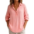 thumbnail image 2 of Shirts for Women Imitation Linen Casual Cardigan Paired with A Medium To Long Collared Loose Shirt, 2 of 4