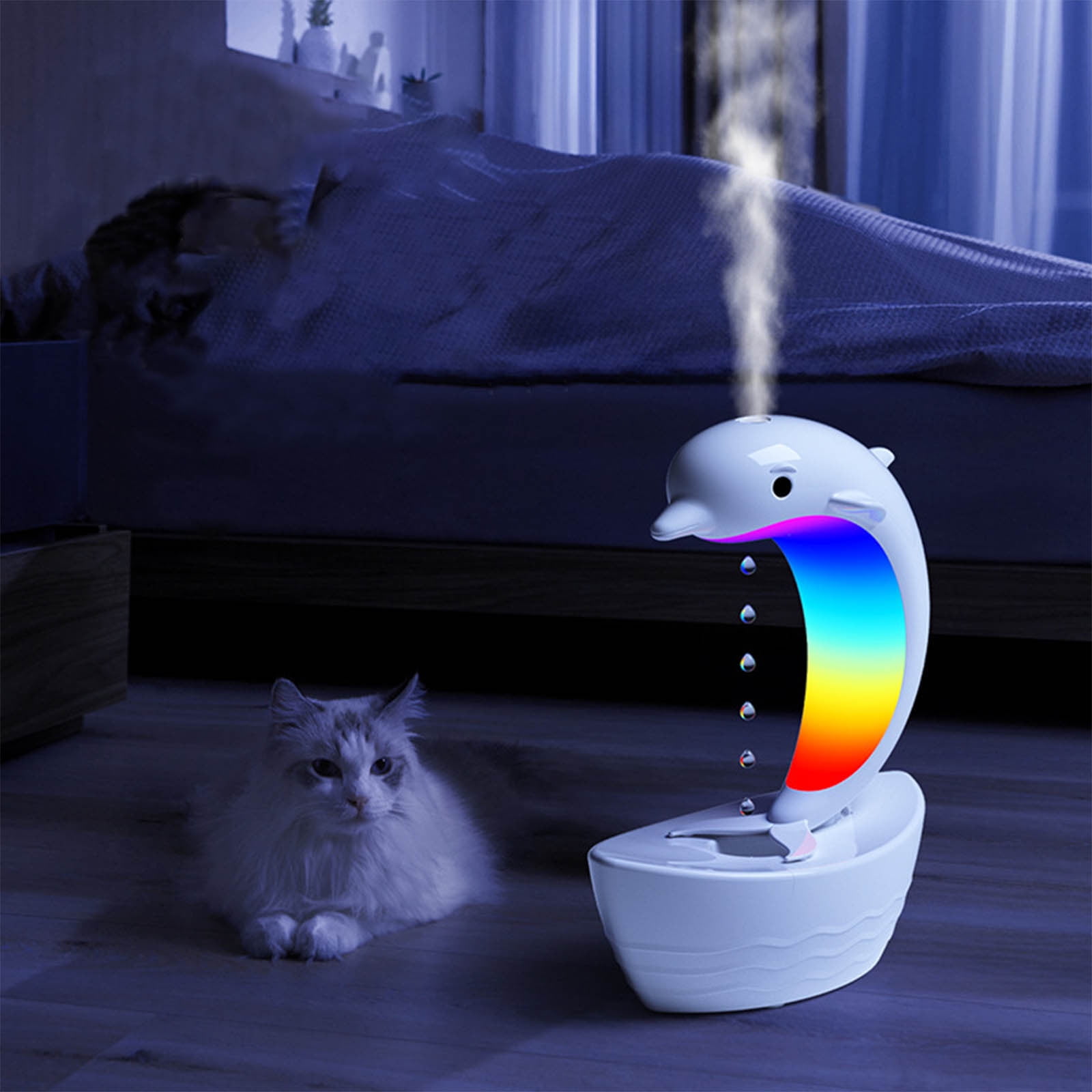 COM1950s Anti Gravity Humidifier,Cool Mist Humidifier,Quiet Air Diffuser with Bluetooth Speaker&Colorful Led Atmosphere Lamp,Auto Shutdown Power-Off Protection for Bedroom Home Office Lover Gift