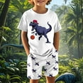 thumbnail image 2 of Gelikeya Dinosaur Summer Clothing Sets for Boys Size 6-7 Cute Cartoon Print Short Sleeve Sports Athletic Short Sets T Shirt Shorts 2 Piece Outfits (White, Child), 2 of 6