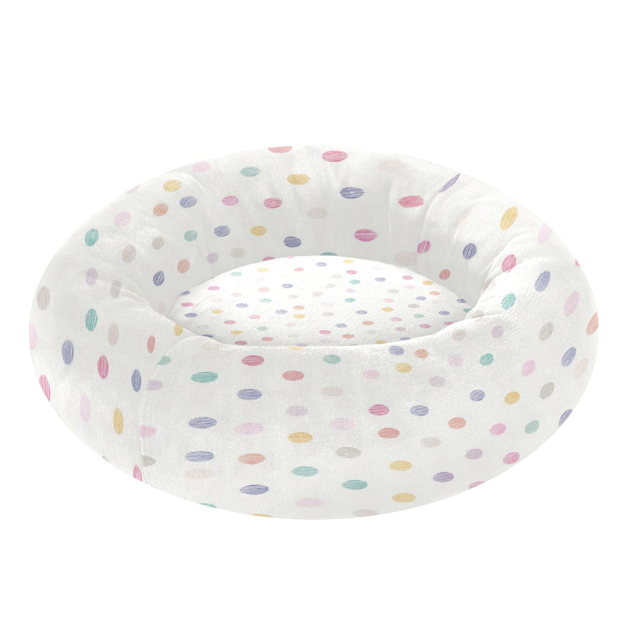Iauyy Pet Couch Donut Cat Bed for Indoor Cats/Small Dogs Washable & Machine with Non-slip Bottom Calming Cat Furniture, Light-colored Dotted Pattern (M)