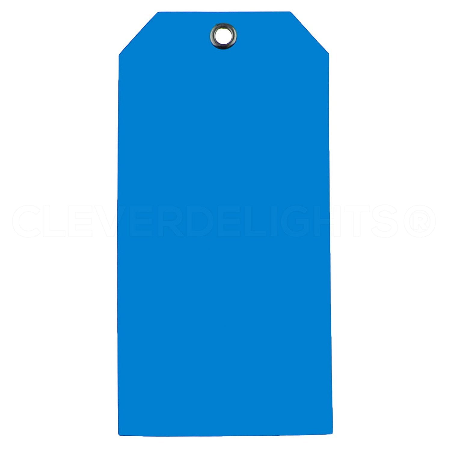 50 Pack CleverDelights Blue Plastic Tags 4.75" x 2.375" Tear