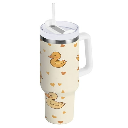 

40 Oz Car Handle Water Cup 10.8x3.85 Inch Stainless Steel Water Cup With Handle Water Cup Car Water Cup Travel Coffee Cup Yellow Duck