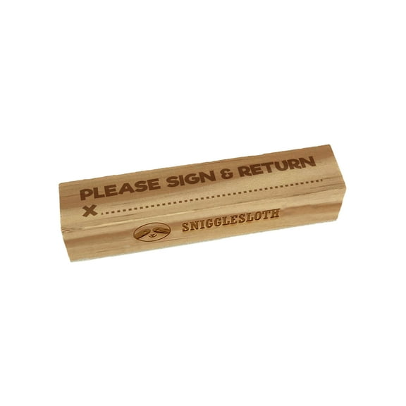 Please Sign and Return with Dotted Line Rectangle Rubber Stamp Stamping Scrapbooking Crafting - Small 2.50in
