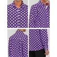 thumbnail image 6 of Unique Bargains Men's Long Sleeve Button Slim Polka Dots Shirt 42 Purple, 6 of 6