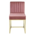 Side Dining Chair, Velvet, Metal Steel, Gold Pink, Modern Contemporary