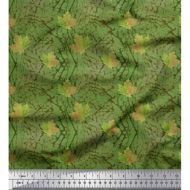 Soimoi Cotton Voile Fabric Texture & Autumn Leaves Decor Fabric Printed Yard 56 Inch Wide