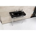 thumbnail image 2 of Kingston Brass VPB28140W81K Bristol 36" Ceramic Console Sink with Stainless Steel Legs (8-Inch, 3-Hole), Black/Polished Chrome, 2 of 7