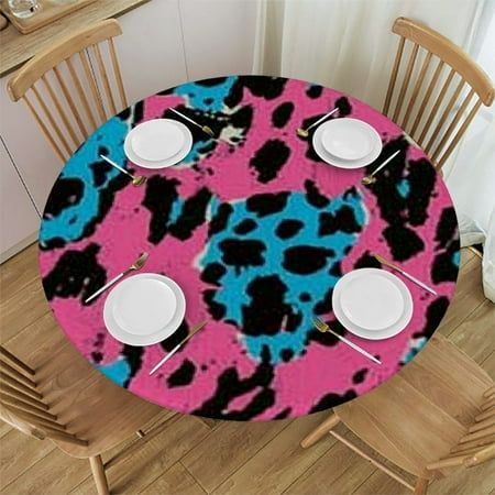 

SHERONV Leopard Print Skulls Round Table Cover Stain Resistant Washable Indoor Outdoor Tablecloth Kitchen Dining Wedding Parties 100% Polyester Waterproof Elastic Edge 46 -50
