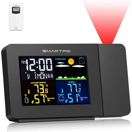 SC91 Projection Alarm Clock with Weather Station & SC42 Hygrometer for Bedroom