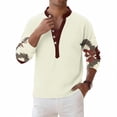 thumbnail image 2 of Mens Casual Manga Corta Botón Abajo Camisas V-Cuello Botones Casual Tops para el Hogar Y el Uso Diario, 2 of 5