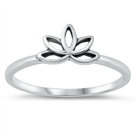 Traditional Open Lotus Ring .925 Sterling Silver Band Jewelry Female Male Unisex Size 9