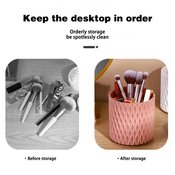 Rotating Storage Organizer 5 Grids Storage Organizer Holder for Makeup Brushes Lipstick Cosmetics Pink
