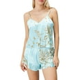 thumbnail image 2 of ZAXARRA Ensemble Pyjama 2 Pièces Femme Tops Cami + Shorts en Soie à Imprimé Floral Doux, 2 of 9