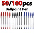 thumbnail image 2 of 50/100 bolígrafos de punta de bola de 1,0 mm, de plástico azul y negro, regalo para estudiantes, material escolar y de oficina, escritura suave y duradera, 2 of 5