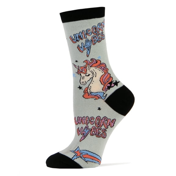 Oooh Yeah Women's Novelty Crew Socks, Unicorn Vibes, Funny Crazy Fashion Cotton Socks