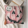 thumbnail image 3 of Halloween Throw Pillow Covers Pink Ghost Pumpkin Happy Halloween Pillow Case for Home Couch Sofa, 3 of 5