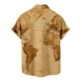 thumbnail image 5 of Men's Short Sleeve Buttton Down Tshirt World Map Print Hawaiian Shirts Casual Summer Vacation T Shirt Lapel Aloha Shirt with Pocket, 5 of 6