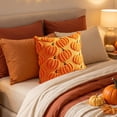 thumbnail image 7 of Orange Halloween Pumpkin Pillowcase, Embroidered Chenille Square Cover, 17x17 Inch for Festive Fall Home Decor, 7 of 7