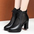 thumbnail image 3 of NECHOLOGY Botas Mujer Adulto Femenino Zapatos Botines de mujer Botas de tacón con cordones, botines negros clásicos de moda, nuevas botas transpirables de malla de tacón grueso (Black, 7.5), 3 of 6