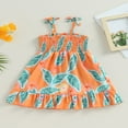 thumbnail image 3 of Robe de Princesse pour Petite Fille, Imprimé de Feuilles, Décontractée, Sans Manches, Ligne A, Robe de Fête, 3 of 7